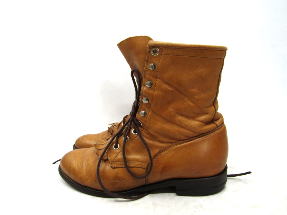 Justin Mens Size 7 D Brown Leather Lace Up Kilt Cowboy Western Boots